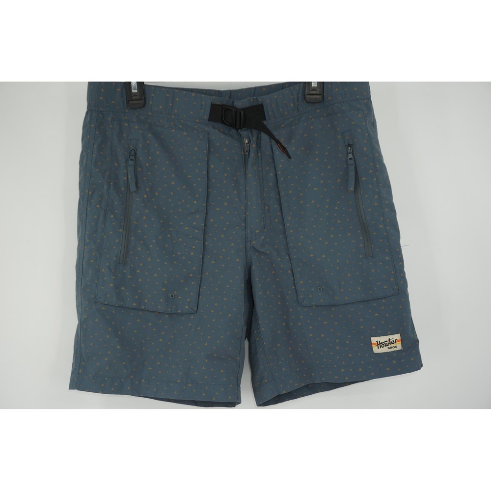 Howler Bros Shorts Blue Triangle Print Nylon‎ Cargo Belted Lightweight Men's 35